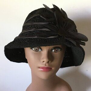Black handmade crocket lace summer hat